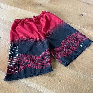 Nike Kids Y2K Swim Trunks Black Red Size L Vintage 2000s